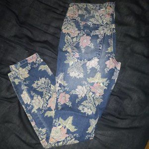 Floral denim jeans Ankle/ Cropped